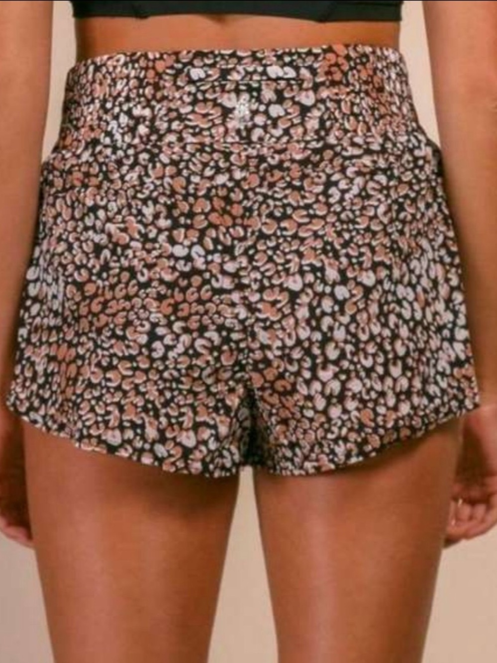 Free People movement High-Waist Leopard Print Athletic Shorts - Black/tan meium - Picture 2 of 11